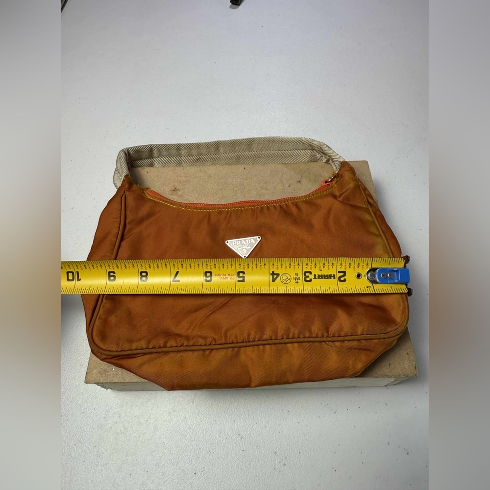 PRADA Nylon Triangle Logo Shoulder Handbag Orange Made in Italy - Picture 10 of 16